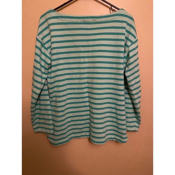 vineyard vines boat neck top long sleeve shirt large coastal grandma teal green - Picture 3 of 3